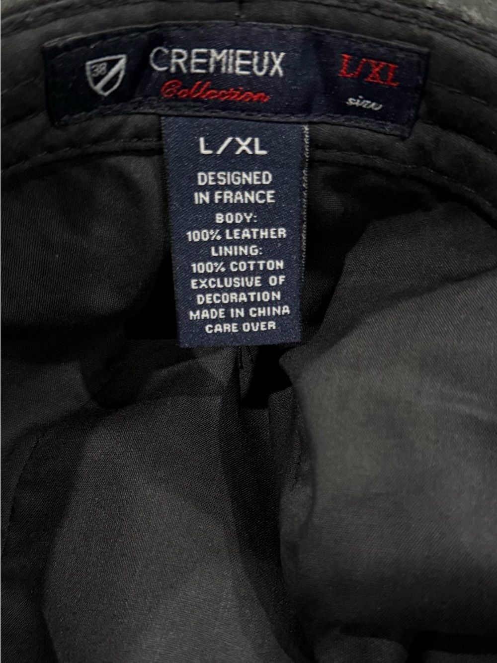 Daniel Cremieux Black Leather Trilby Hat with Navy Label, Size L/XL - Picture 3 of 3